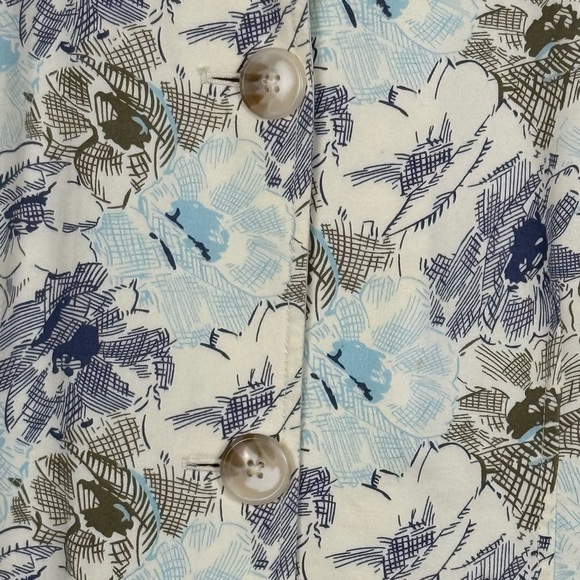 Old Navy Blue Floral Trench Coat Women’s Large – Vintage Y2K Spring Jacket - Picture 5 of 14